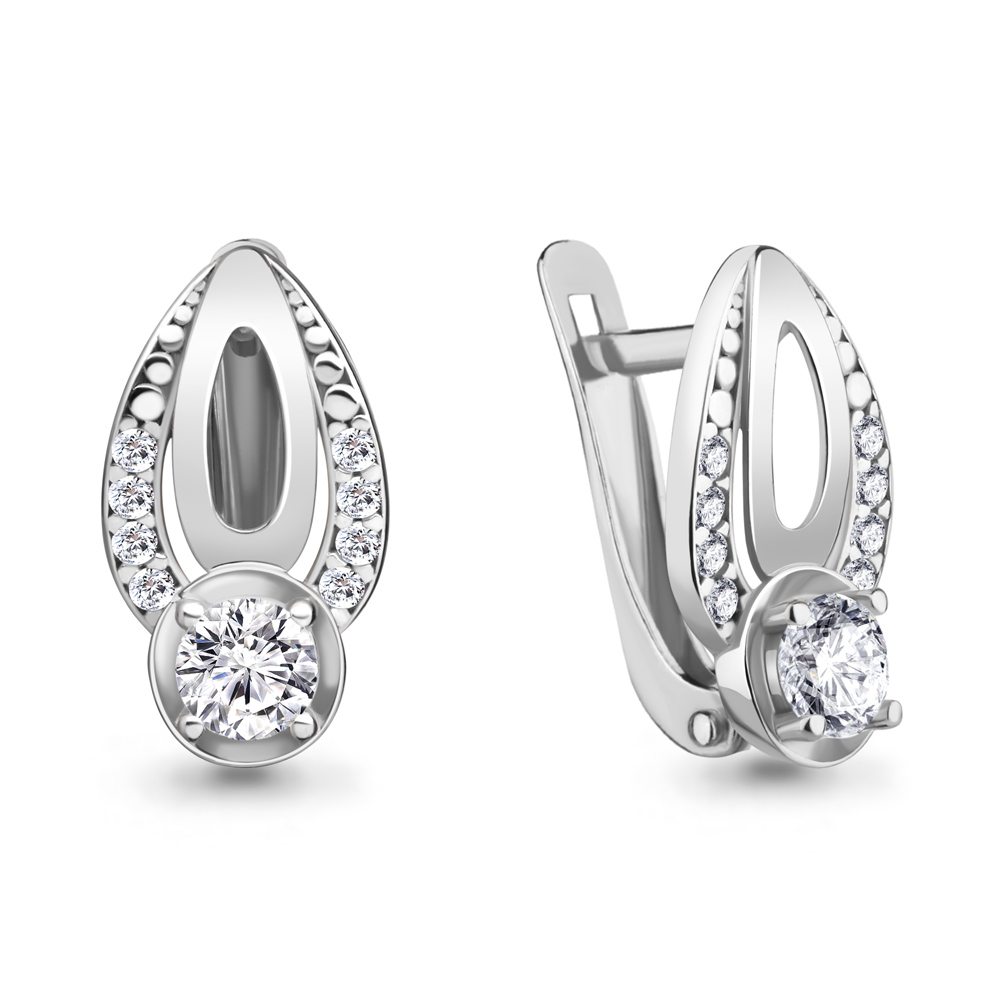 49101А Серьги из Серебра с фианитами