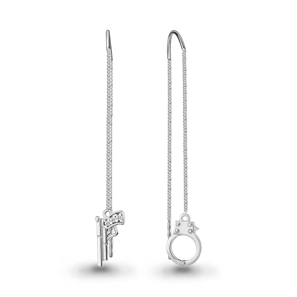 49105А Серьги из Серебра с фианитами из коллекции "Brave"