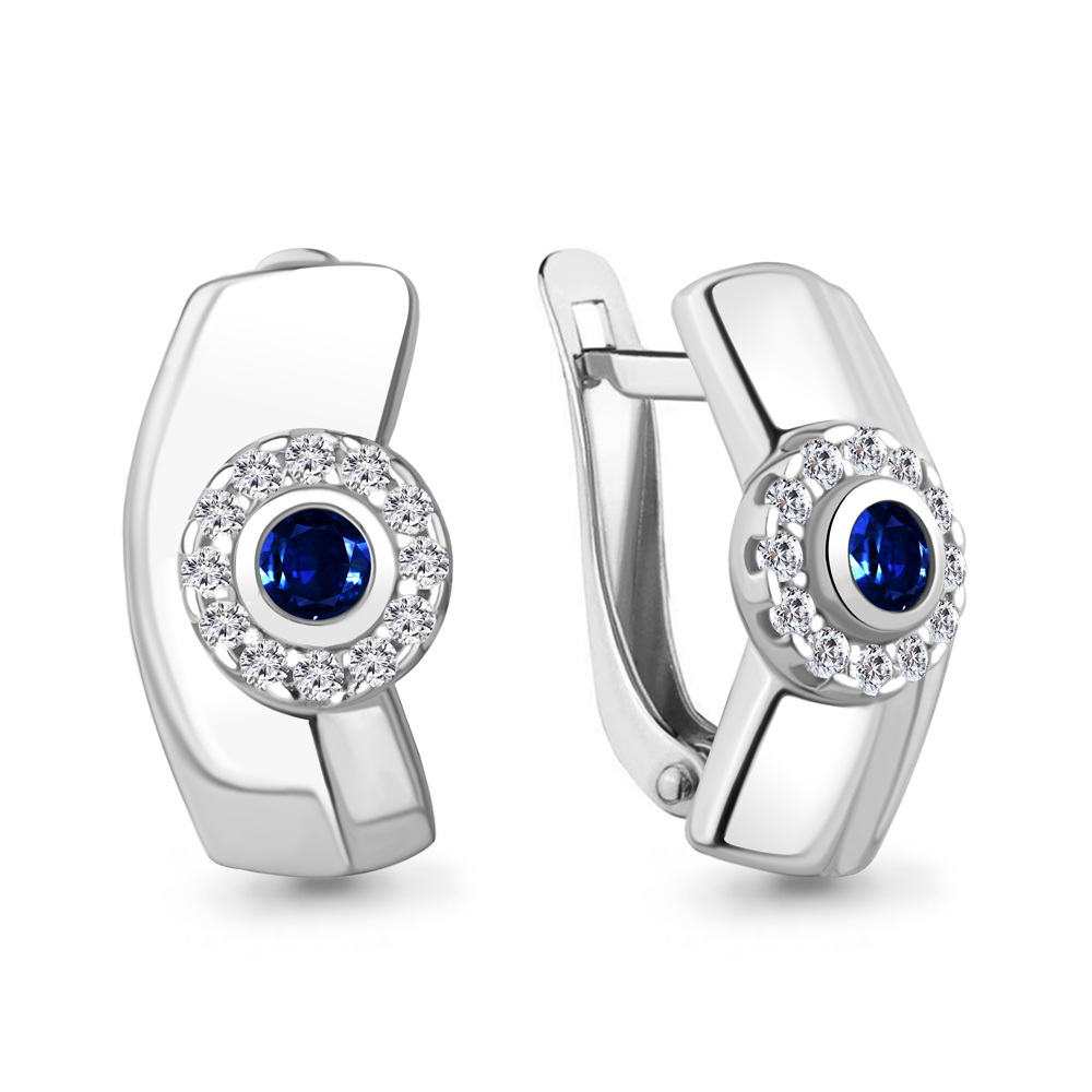 49132АБ Серьги из Серебра с наносапфирами, фианитами