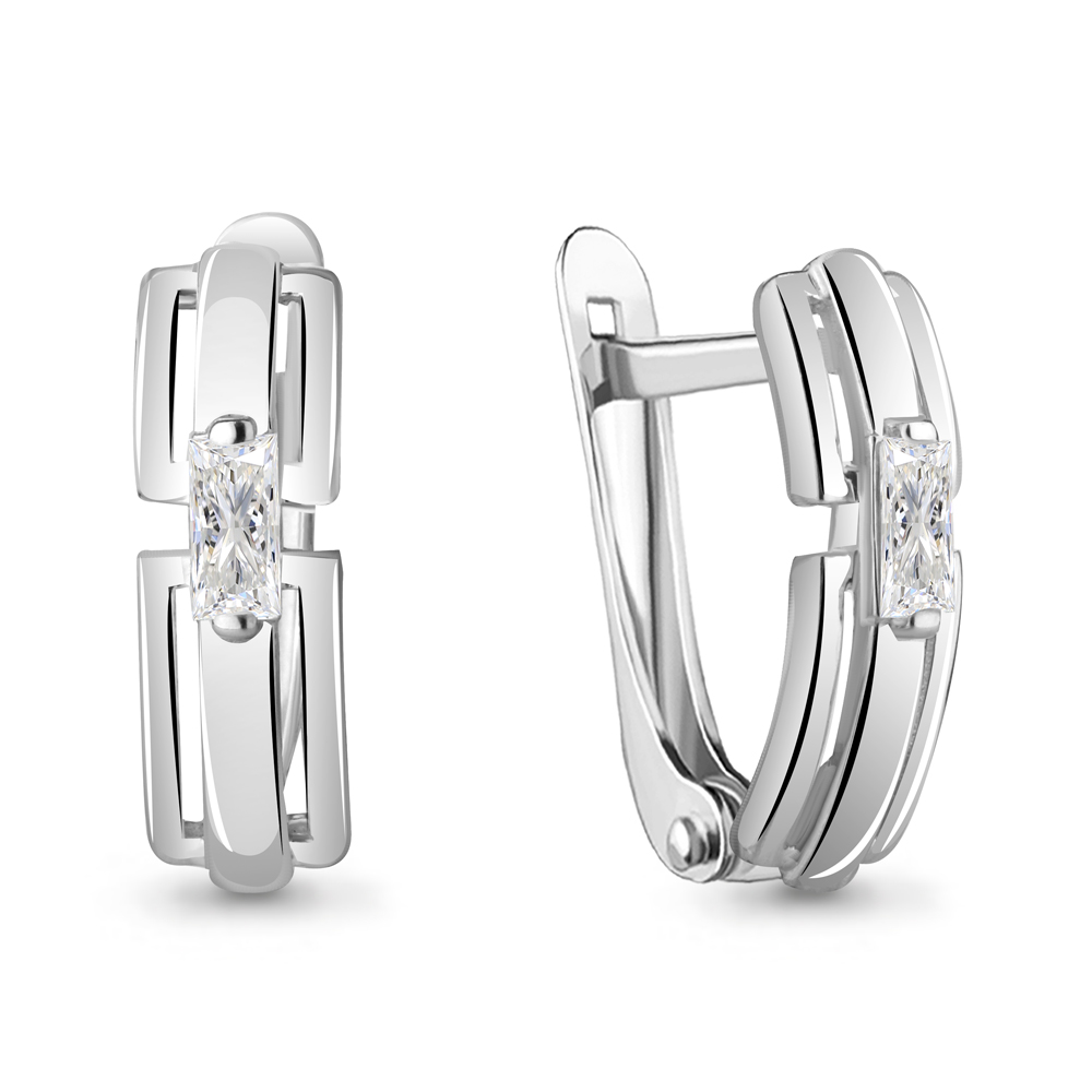 49138 Серьги из Серебра с фианитами из коллекции "Baguette"