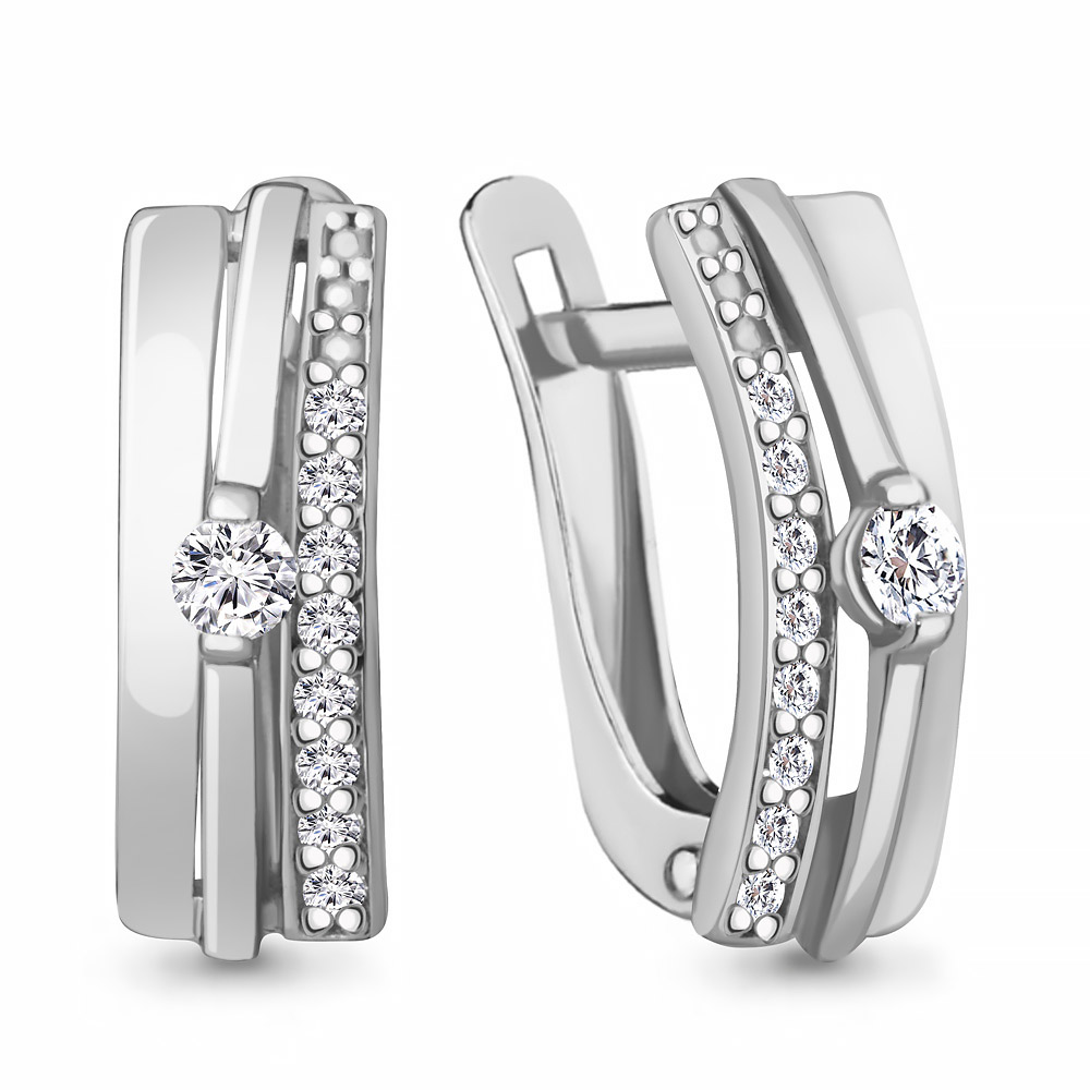 49182А Серьги из Серебра с фианитами