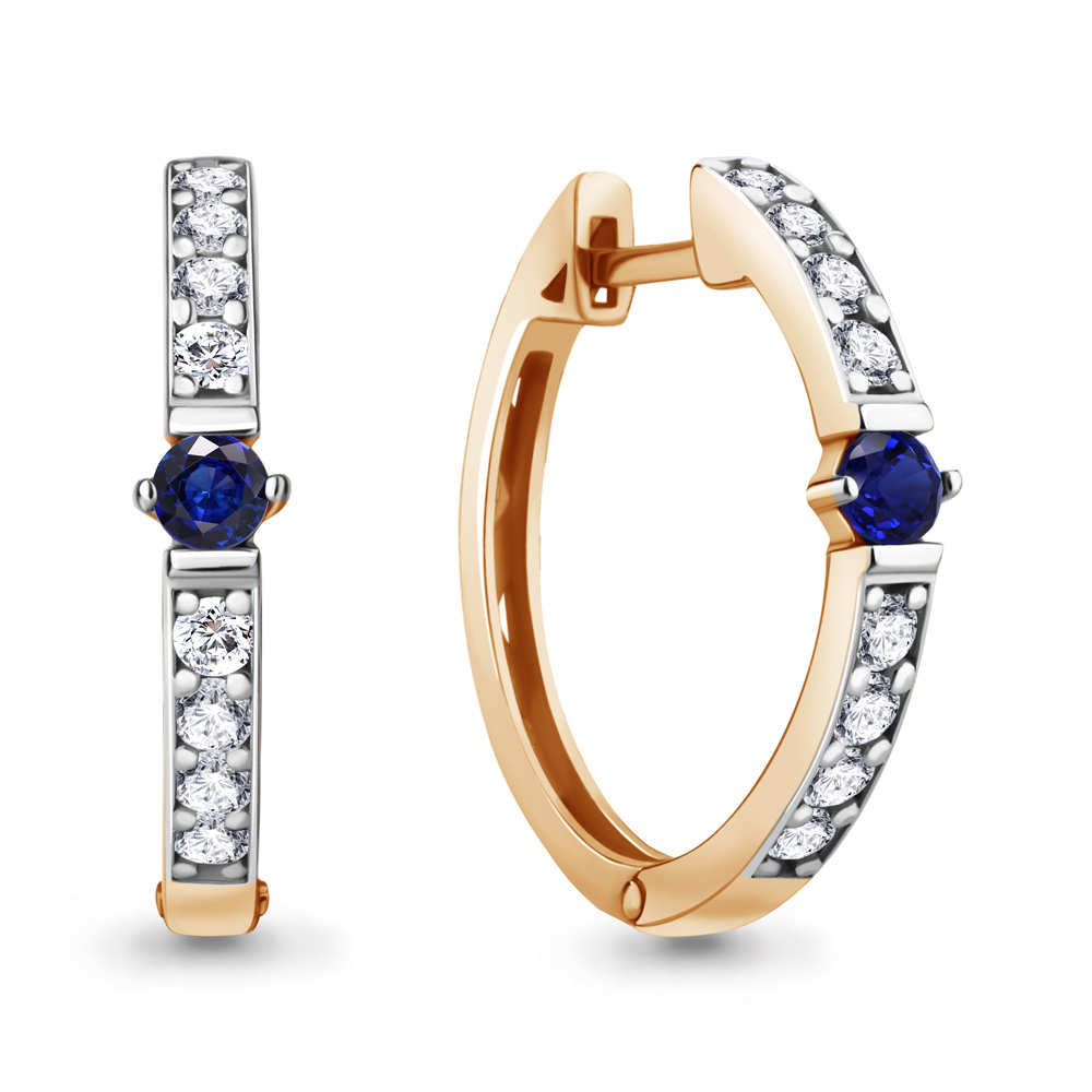 49245АБ Серьги из Золота с наносапфирами, фианитами из коллекции "Клеопатра"