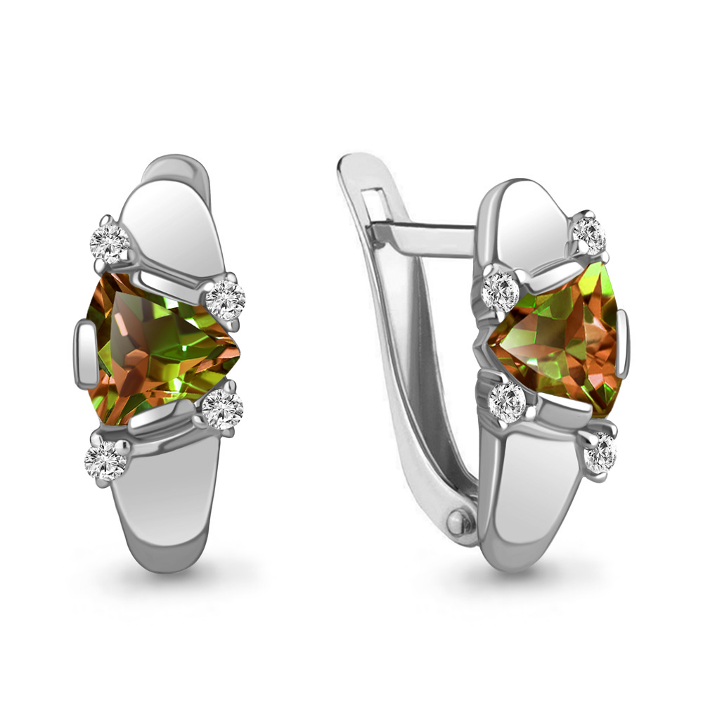 4926519А Серьги из Серебра с султанитами иск., фианитами
