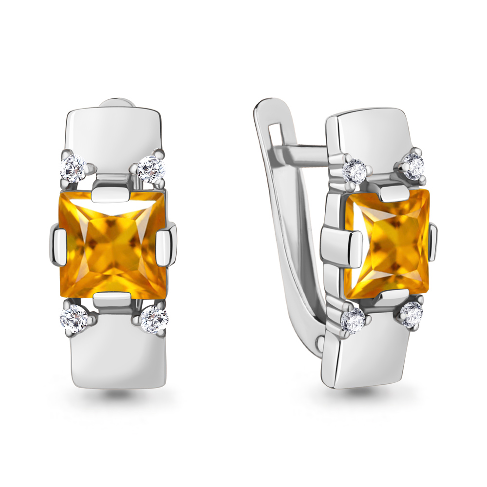 4926606А Серьги из Серебра с фианитами, цитринами