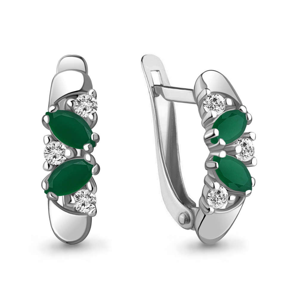 4926809А Серьги из Серебра с агатами, фианитами