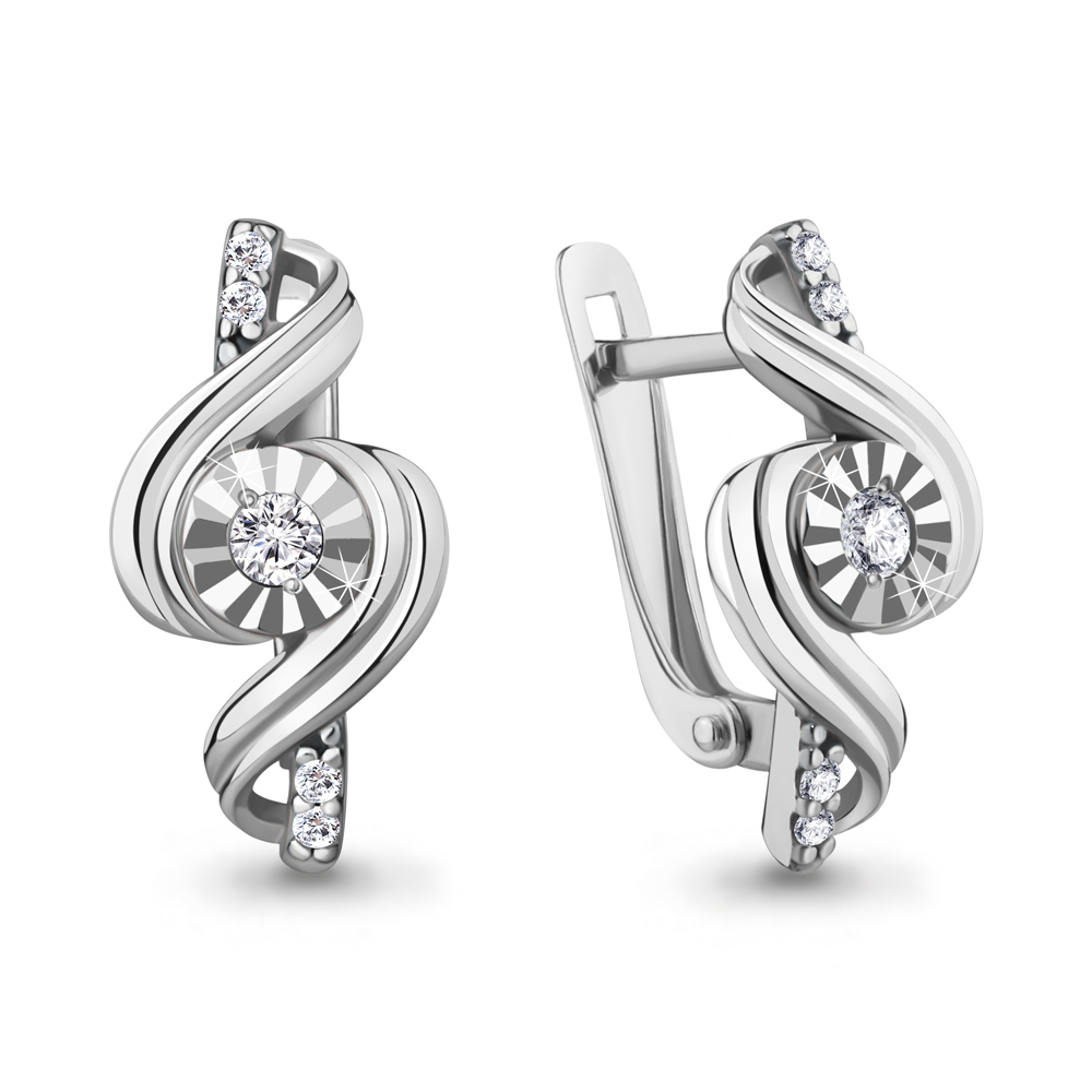 49330А Серьги из Серебра с фианитами