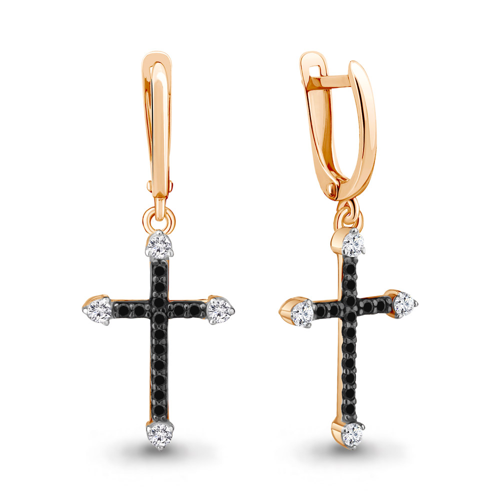 49398АЧ Серьги из Золота с нанокристаллами, фианитами