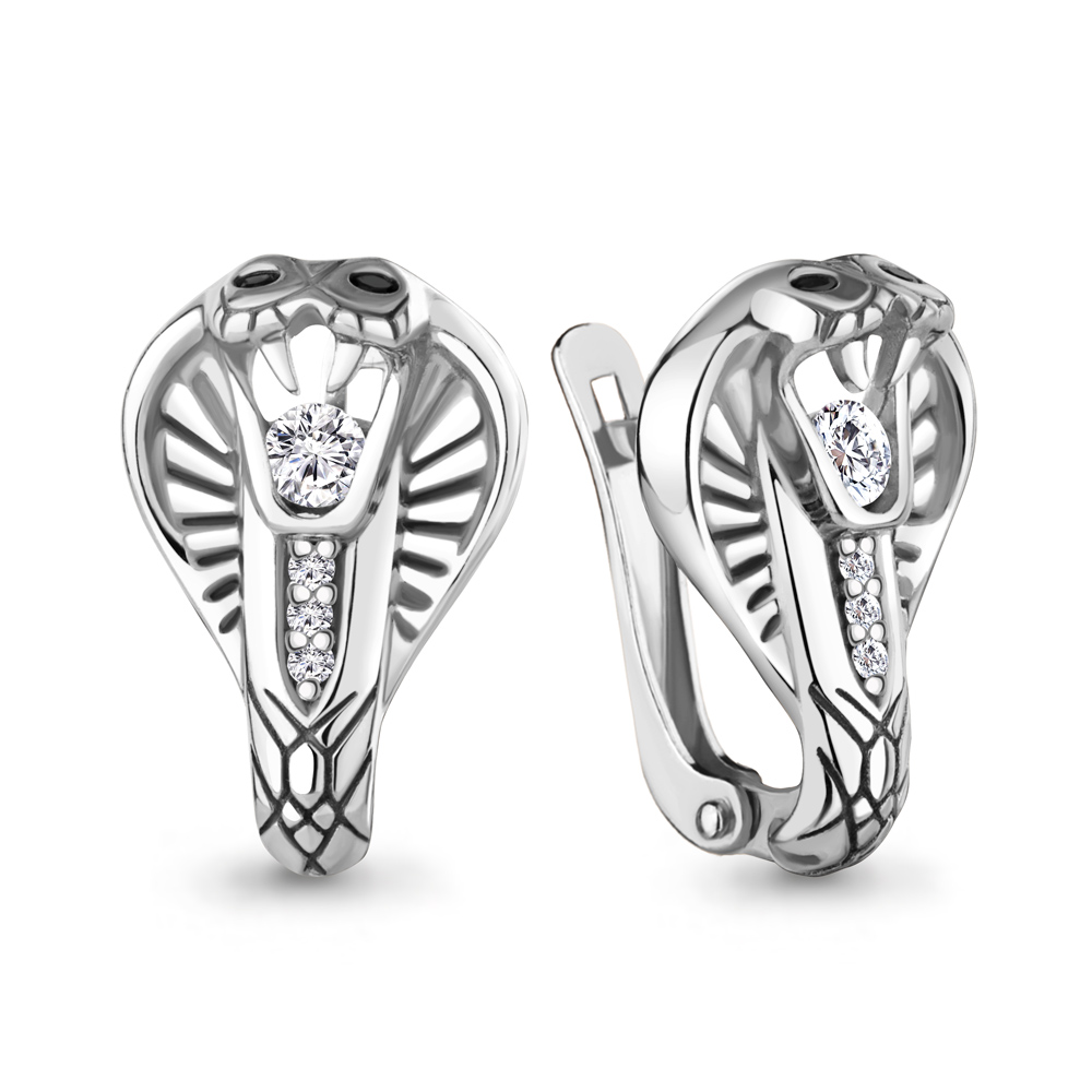 49406АЧ Серьги из Серебра с нанокристаллами, фианитами