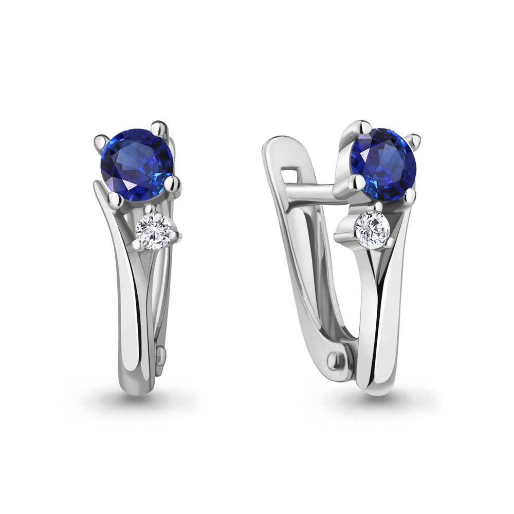 49418АБ Серьги из Серебра с наносапфирами, фианитами из коллекции "Клеопатра"