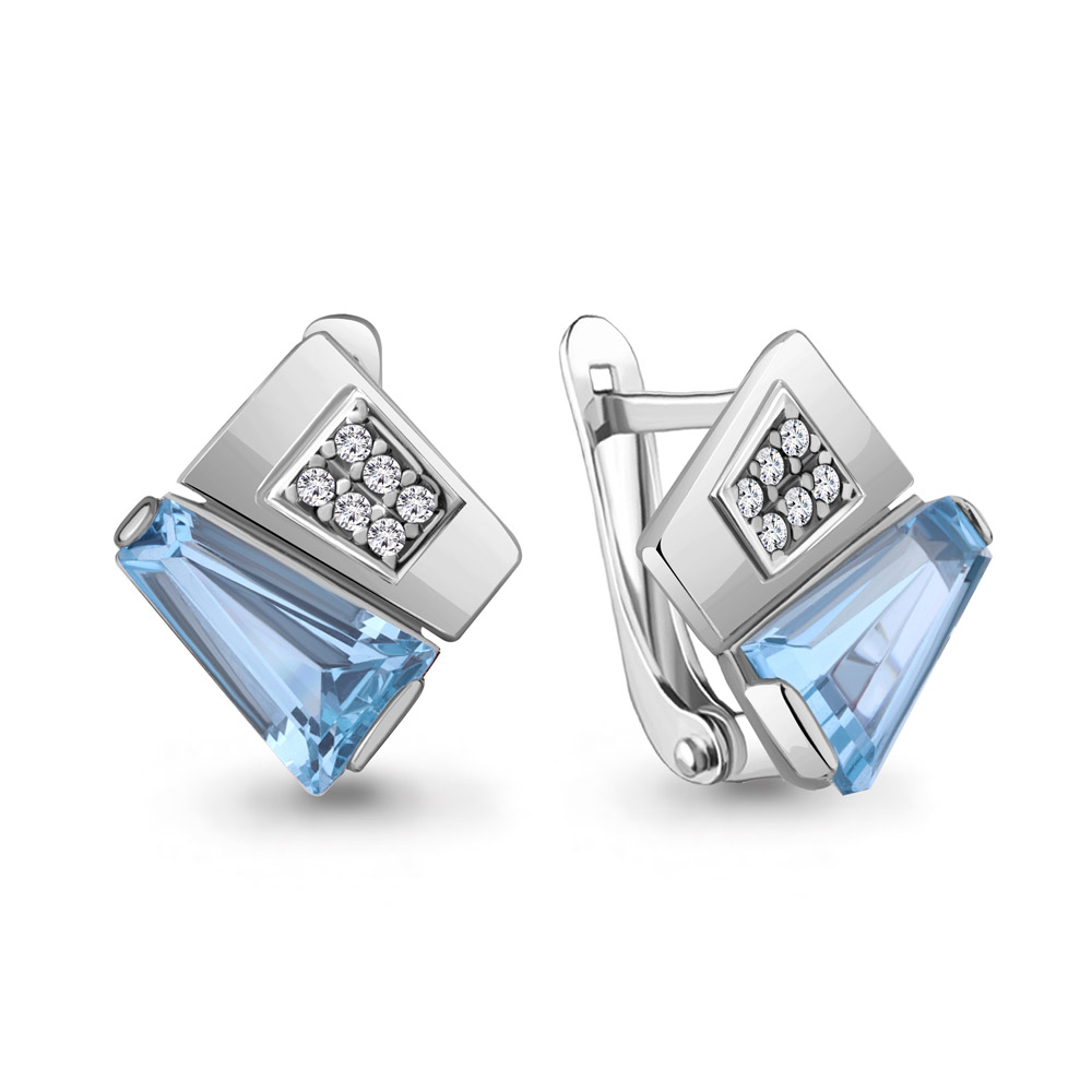 4943992А Серьги из Серебра с нанотопазами свисс, фианитами