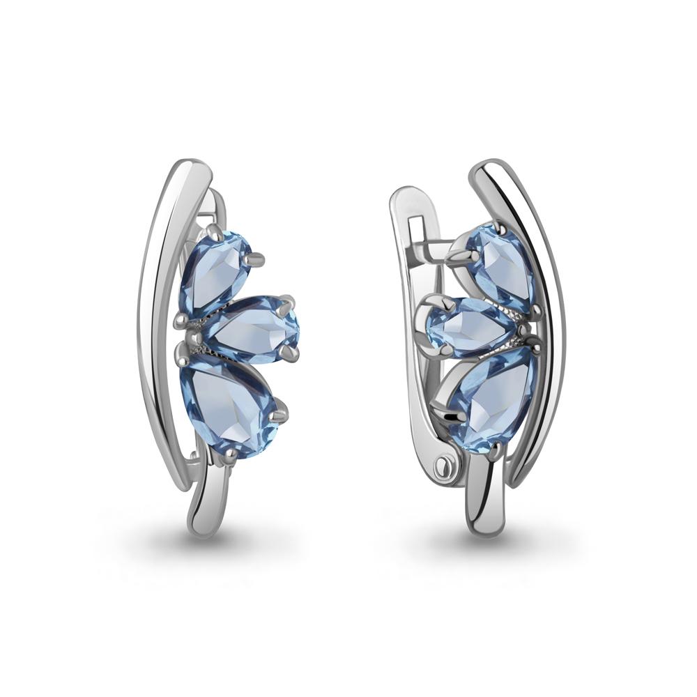 4961205 Серьги из Серебра с топазами свисс блю