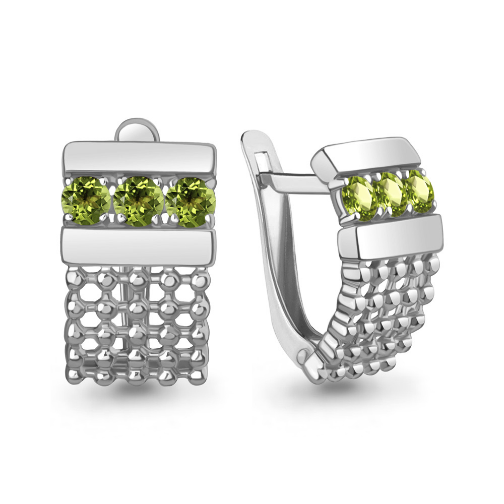 4962007 Серьги из Серебра с хризолитами