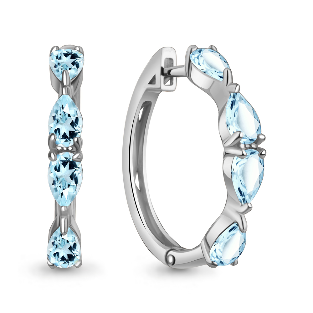 4965202 Серьги из Серебра с топазами скай блю