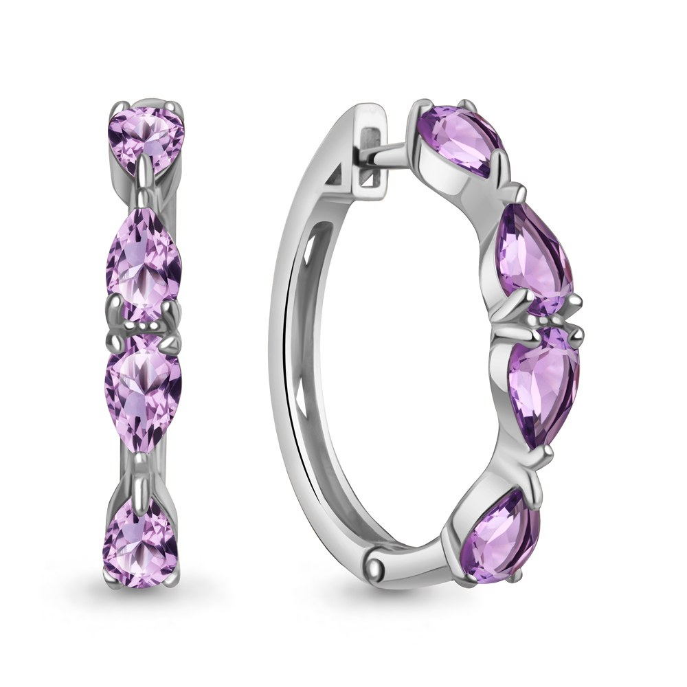 4965204 Серьги из Серебра с аметистами
