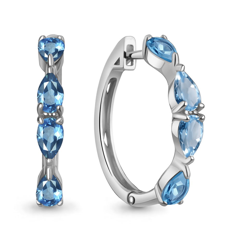 4965205 Серьги из Серебра с топазами свисс блю