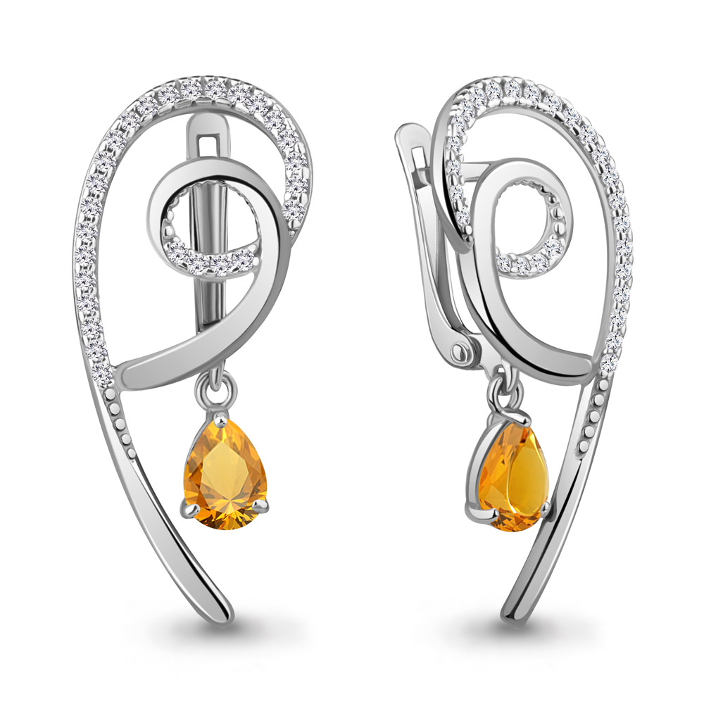 4967206А Серьги из Серебра с фианитами, цитринами