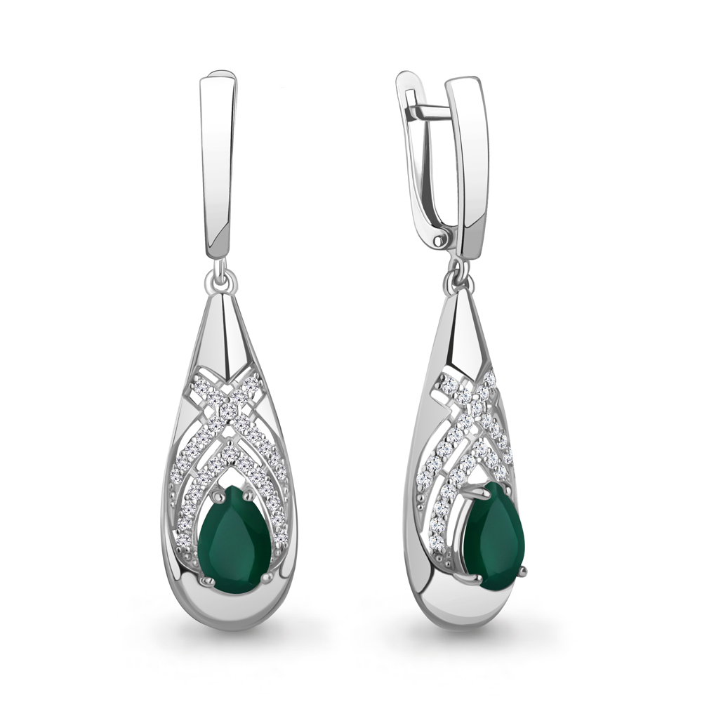 4968309А Серьги из Серебра с агатами, фианитами