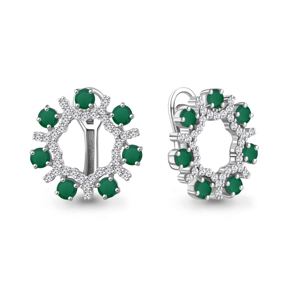 4969509А Серьги из Серебра с агатами, фианитами