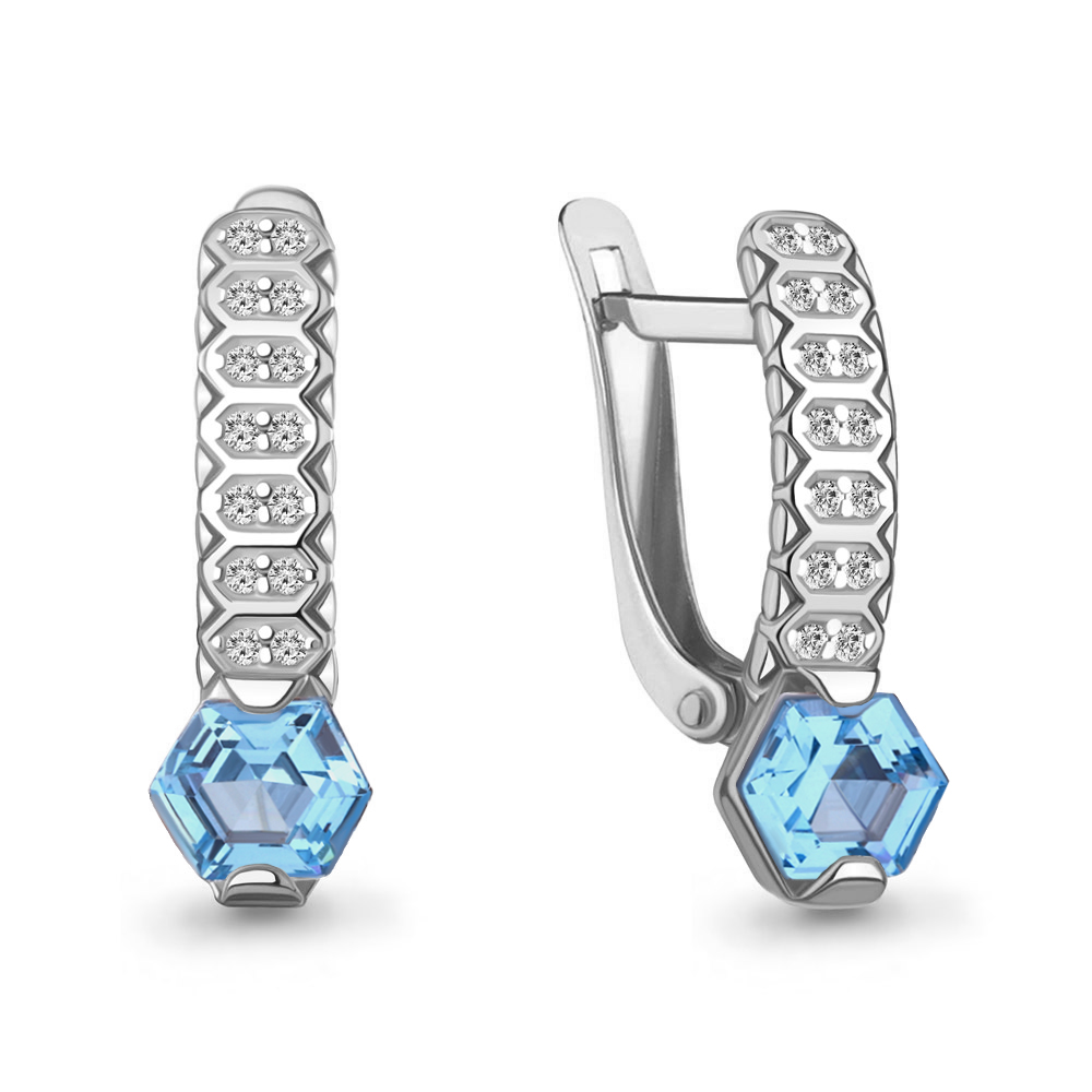 4969992А Серьги из Серебра с нанотопазами свисс, фианитами