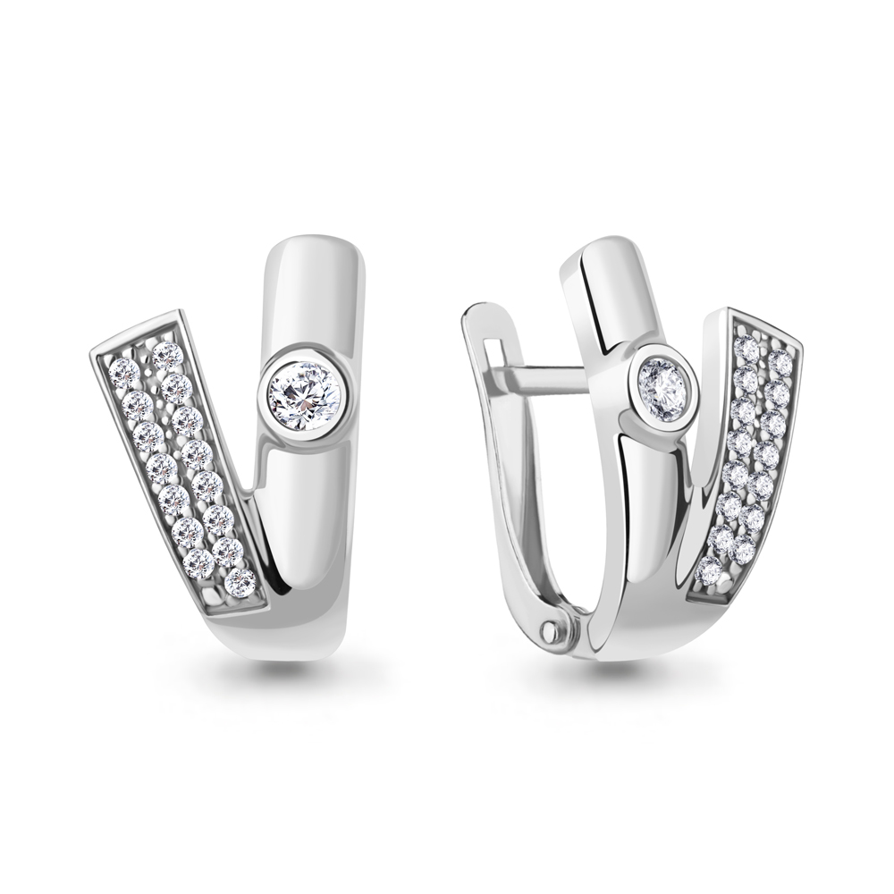 49750А Серьги из Серебра с фианитами