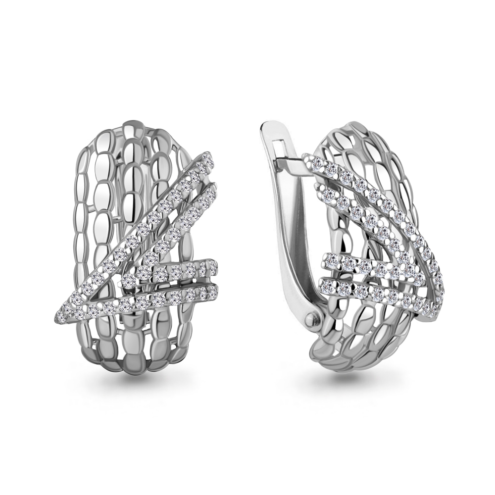 49755А Серьги из Серебра с фианитами