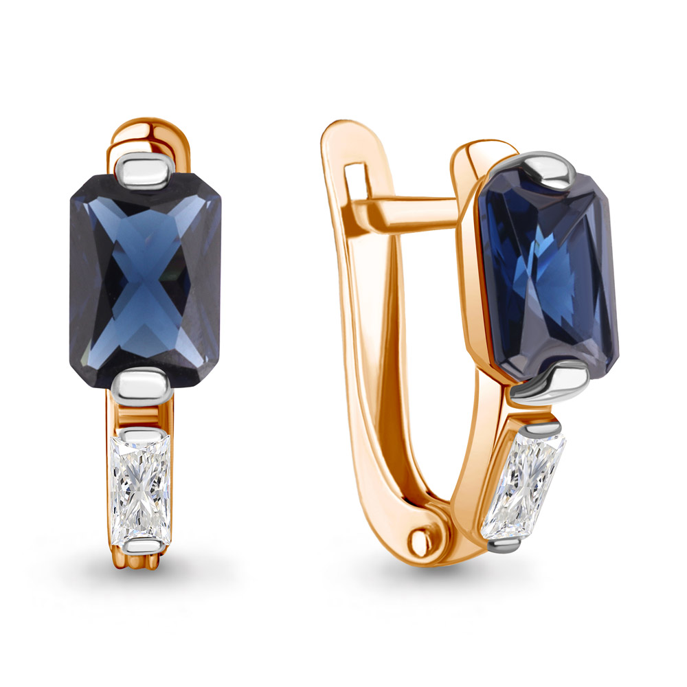 49813Н Серьги из Золота с наносапфирами, фианитами из коллекции "Клеопатра"