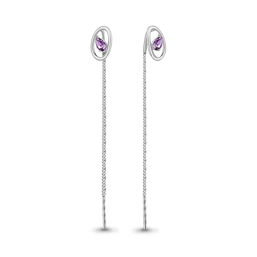 4981504 Серьги из Серебра с аметистами