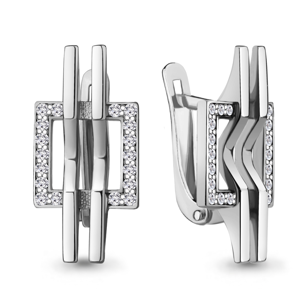 49839А Серьги из Серебра с фианитами