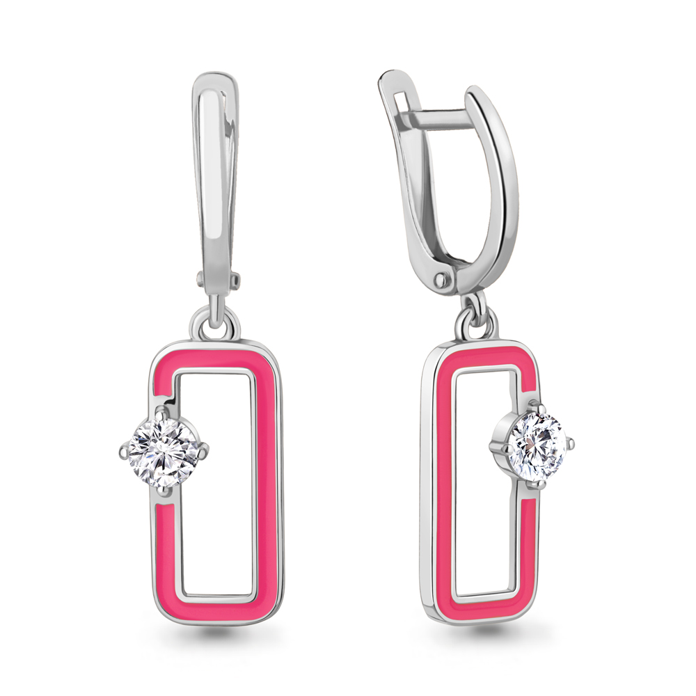 49883А Серьги из Серебра с фианитами, эмалью