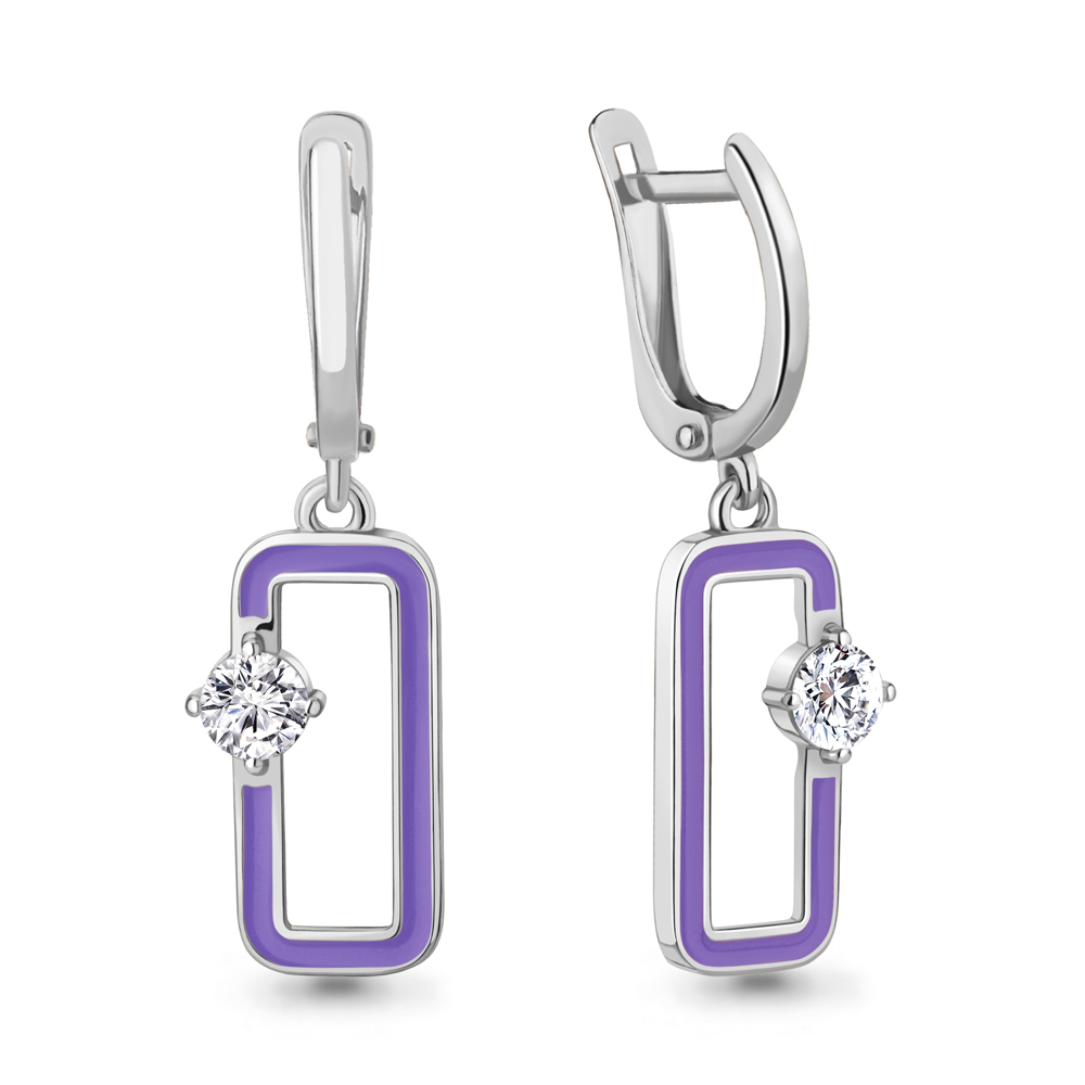 49885А Серьги из Серебра с фианитами, эмалью