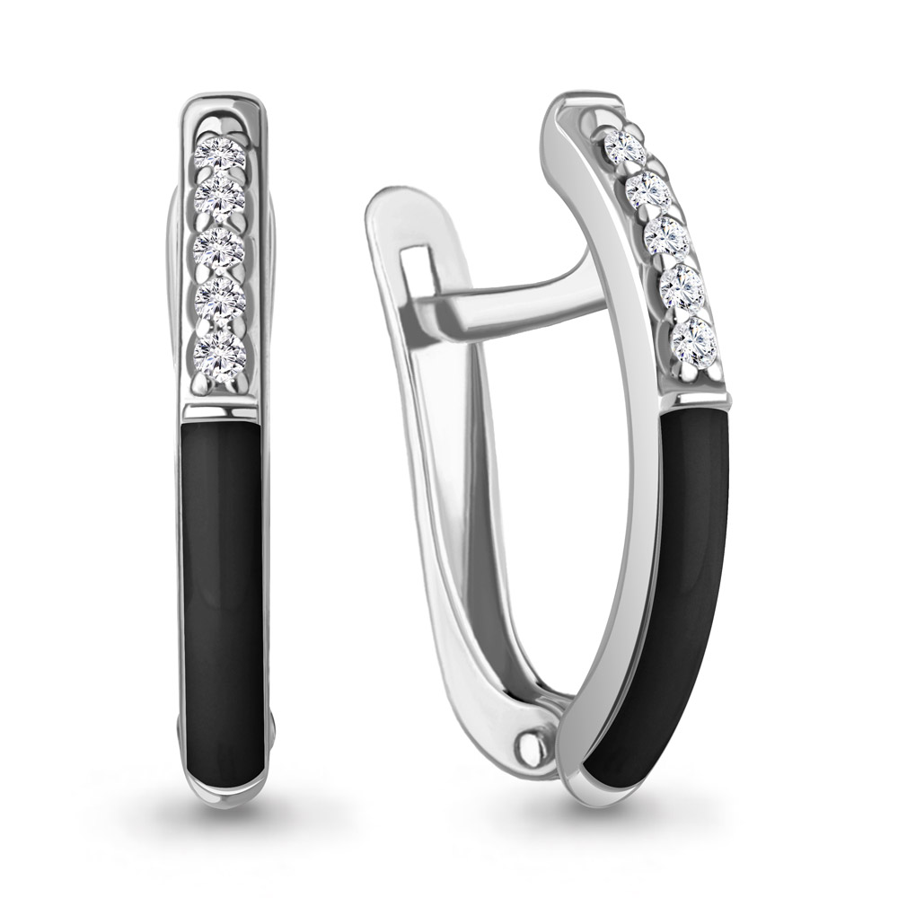 49904А Серьги из Серебра с фианитами, эмалью