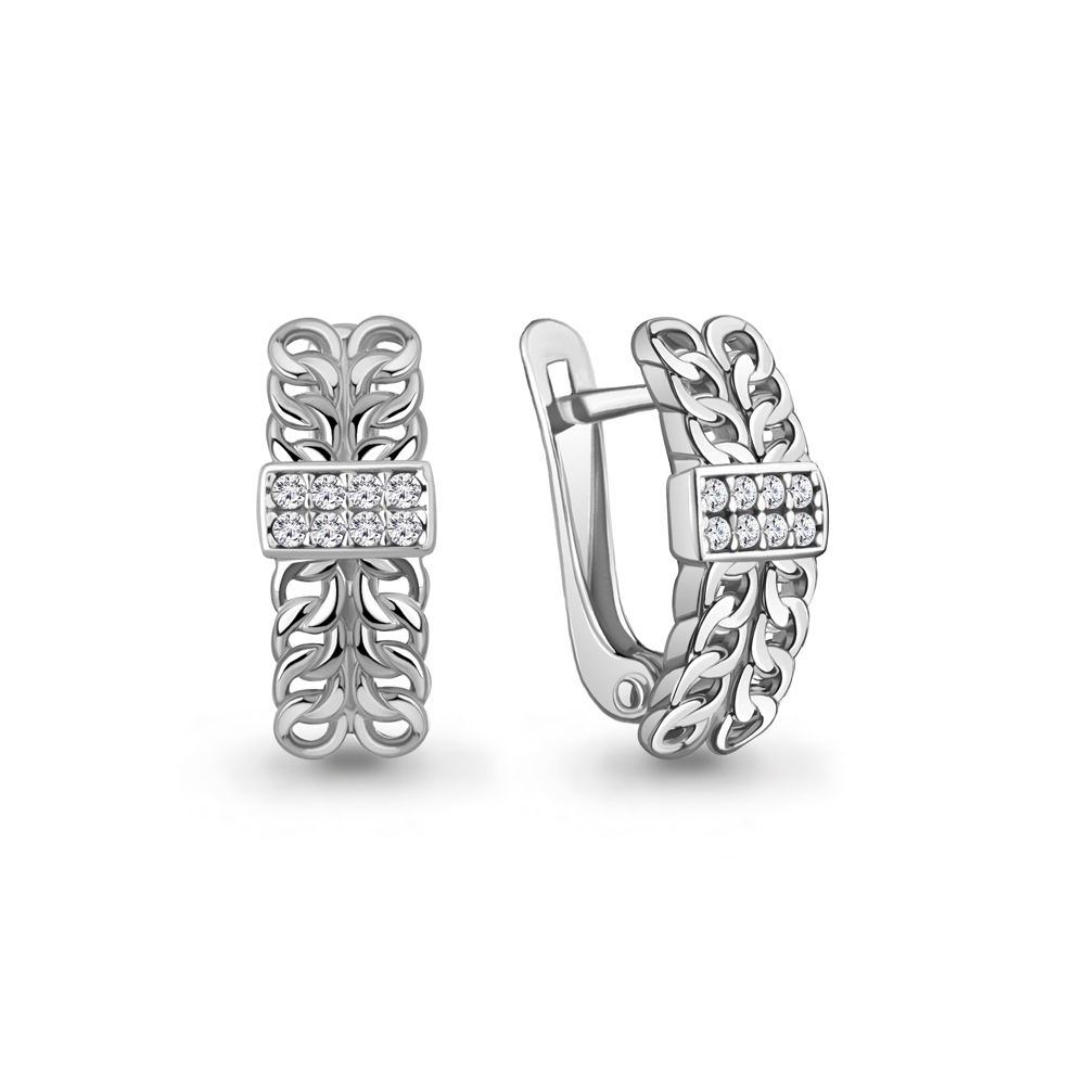 49943А Серьги из Серебра с фианитами