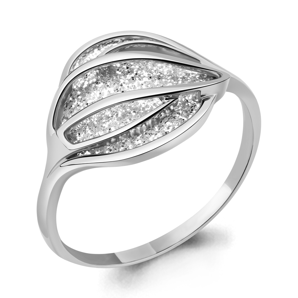 54266 Кольцо из серебра с винилом алмазная крошка из коллекции "Moon"