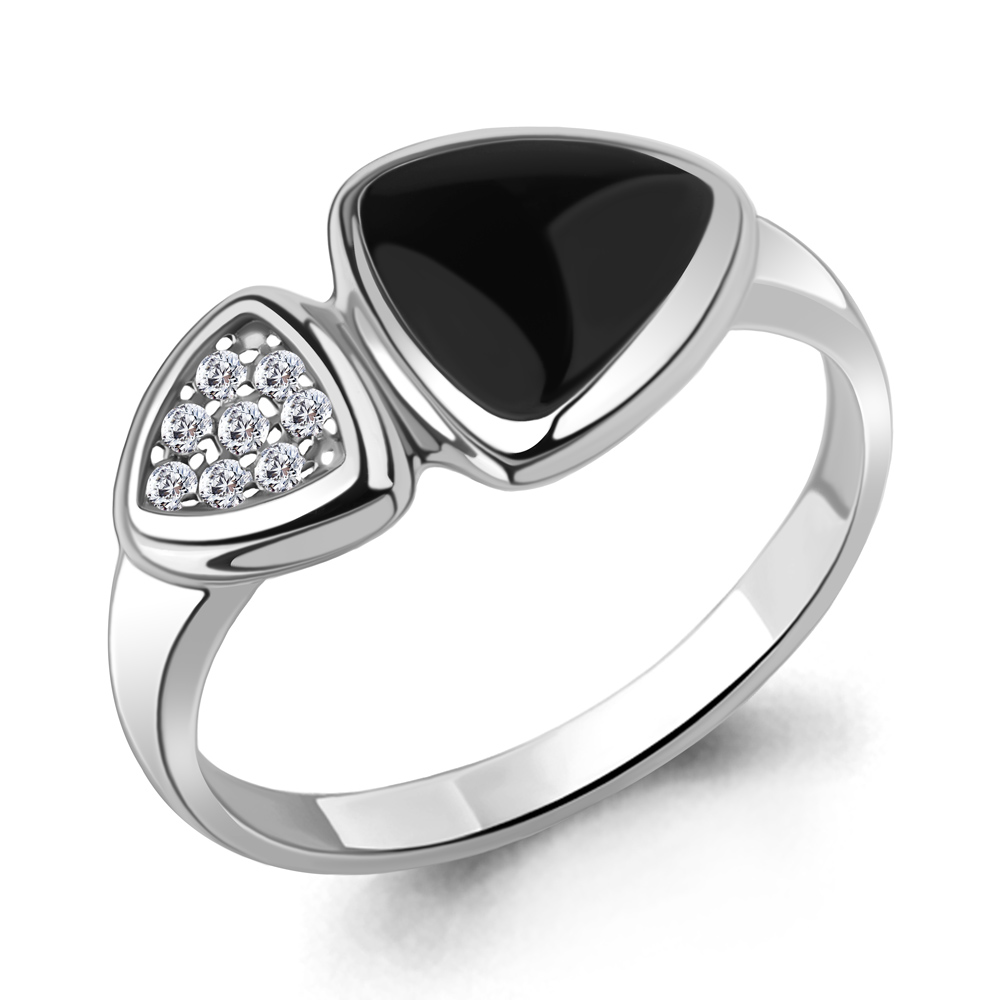 600011А Кольцо из Серебра с фианитами, эмалью