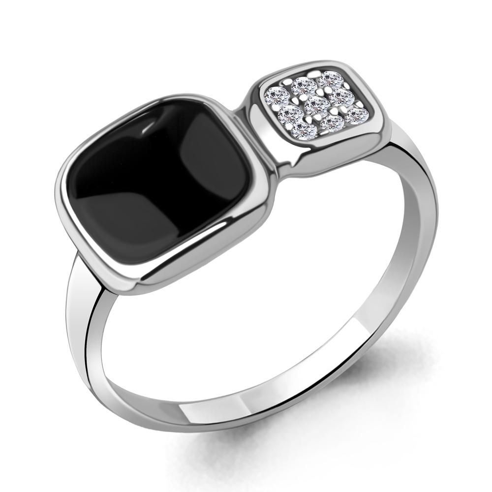 600012А Кольцо из Серебра с фианитами, эмалью