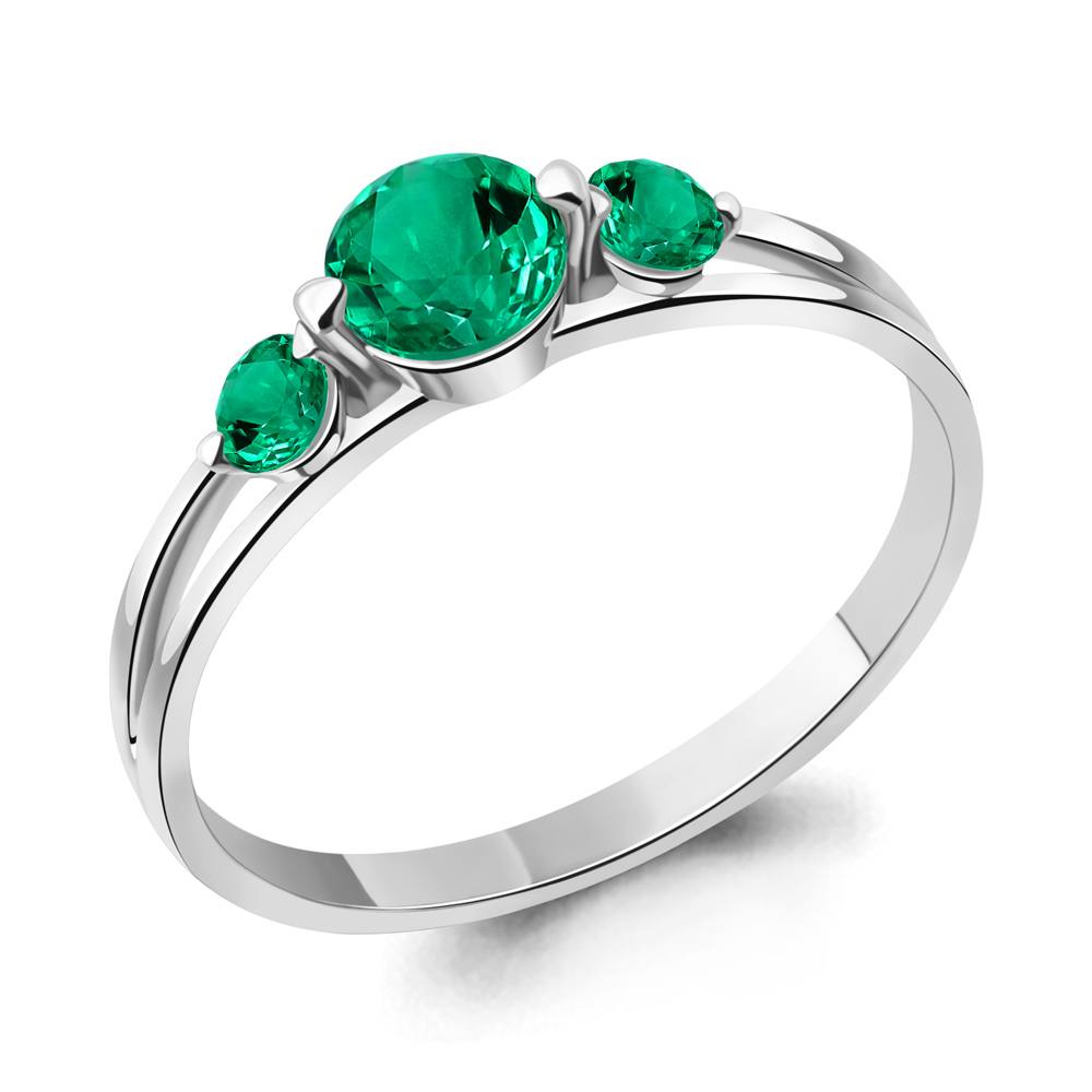 600060П Кольцо из Серебра с наноизумрудами