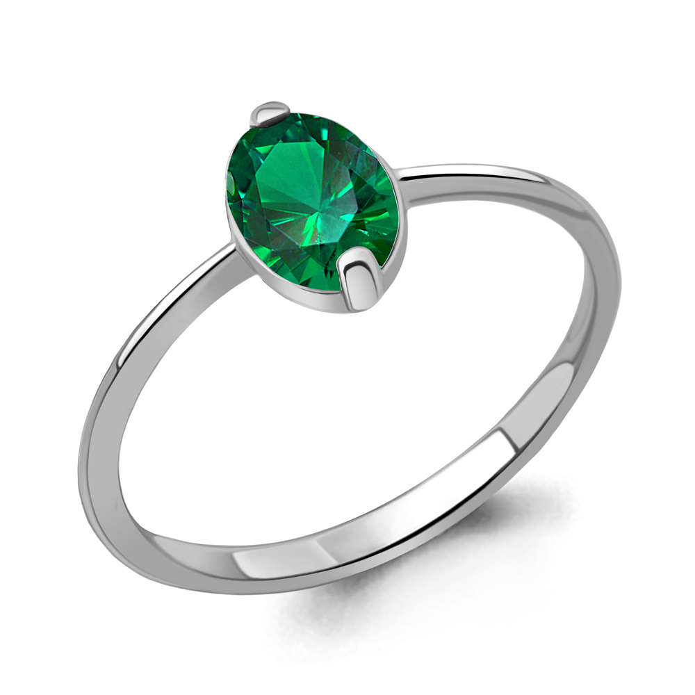 600064П Кольцо из Серебра с наноизумрудом