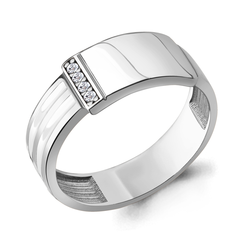 600100А Кольцо из Серебра с фианитами, эмалью