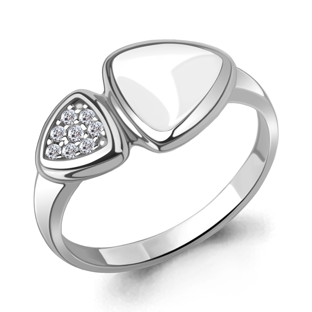 600149А Кольцо из Серебра с фианитами, эмалью