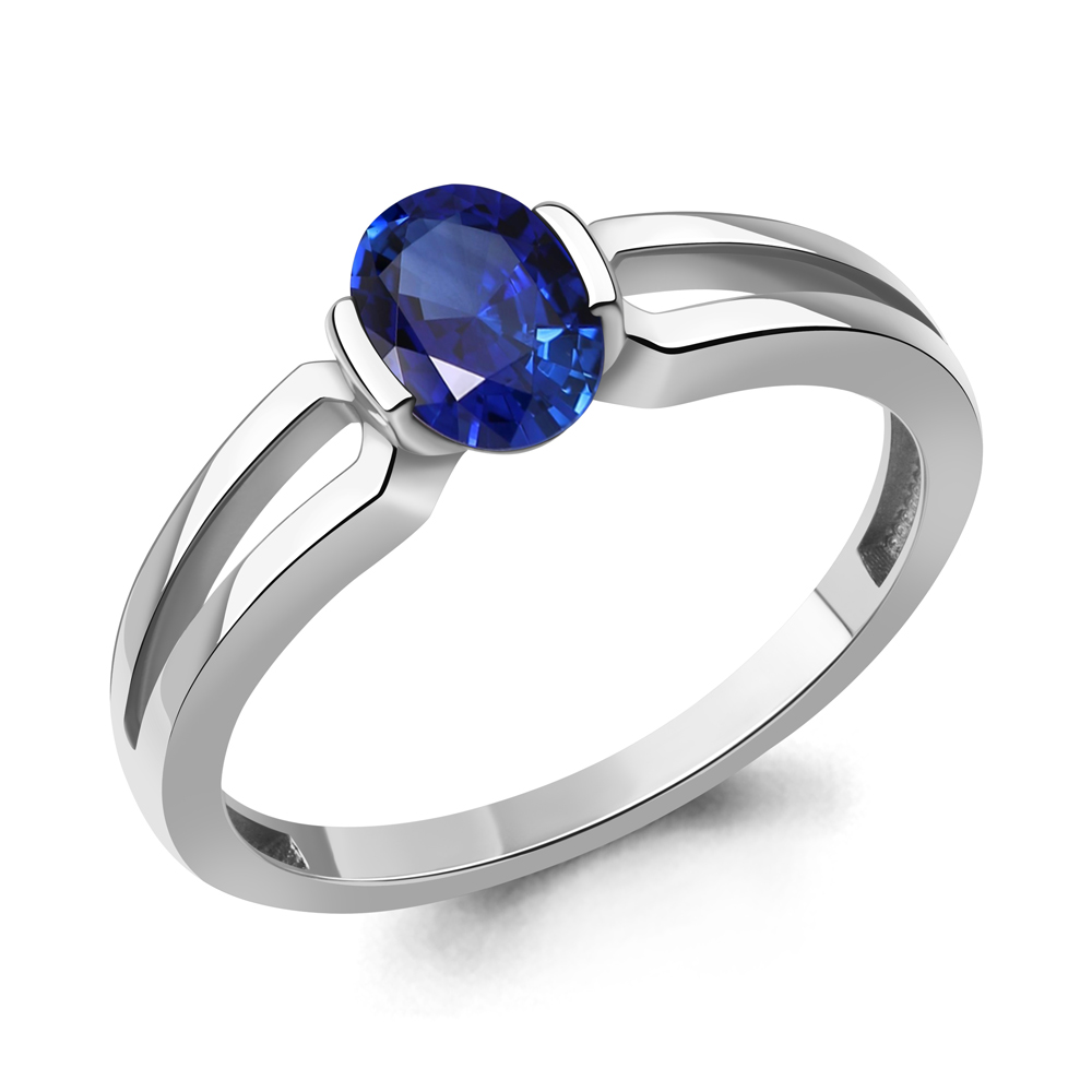 600300Б Кольцо из Серебра с наносапфиром