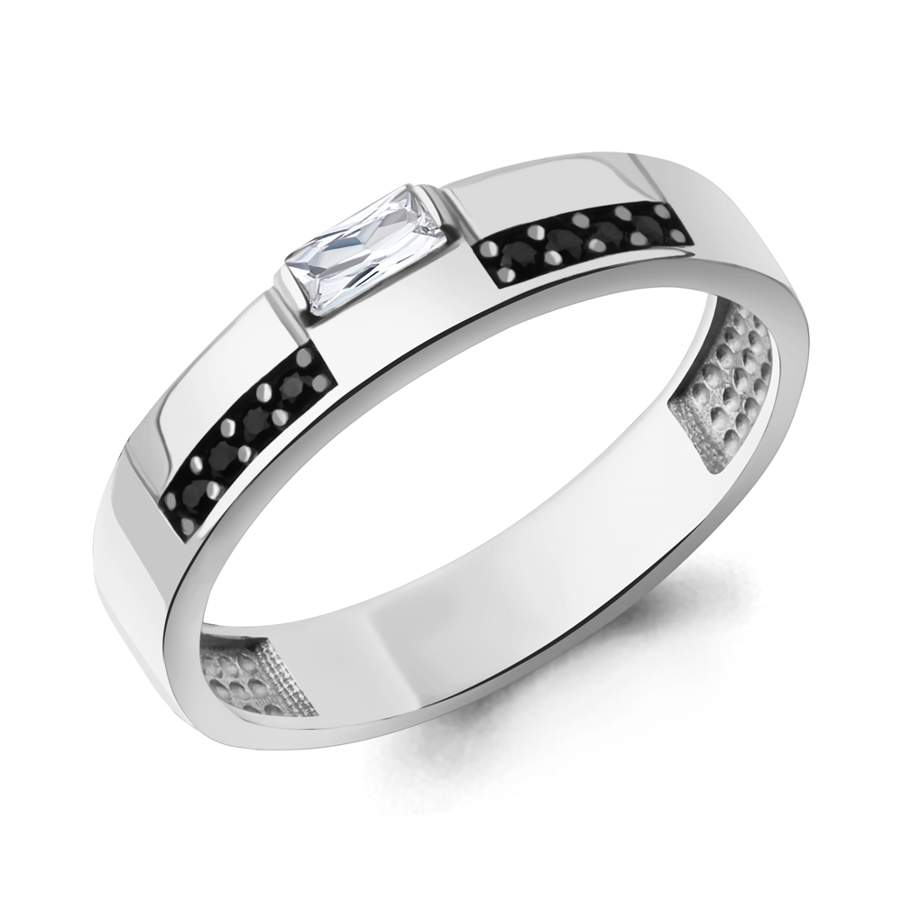 600402АЧ Кольцо из Серебра с нанокристаллами, фианитом