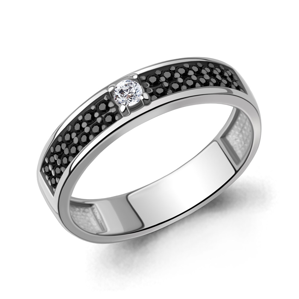 600404АЧ Кольцо из Серебра с нанокристаллами, фианитами