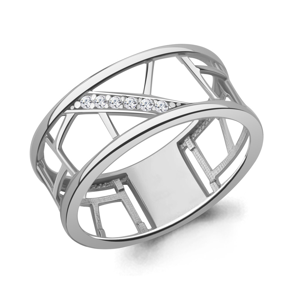 600455А Кольцо из Серебра с фианитами