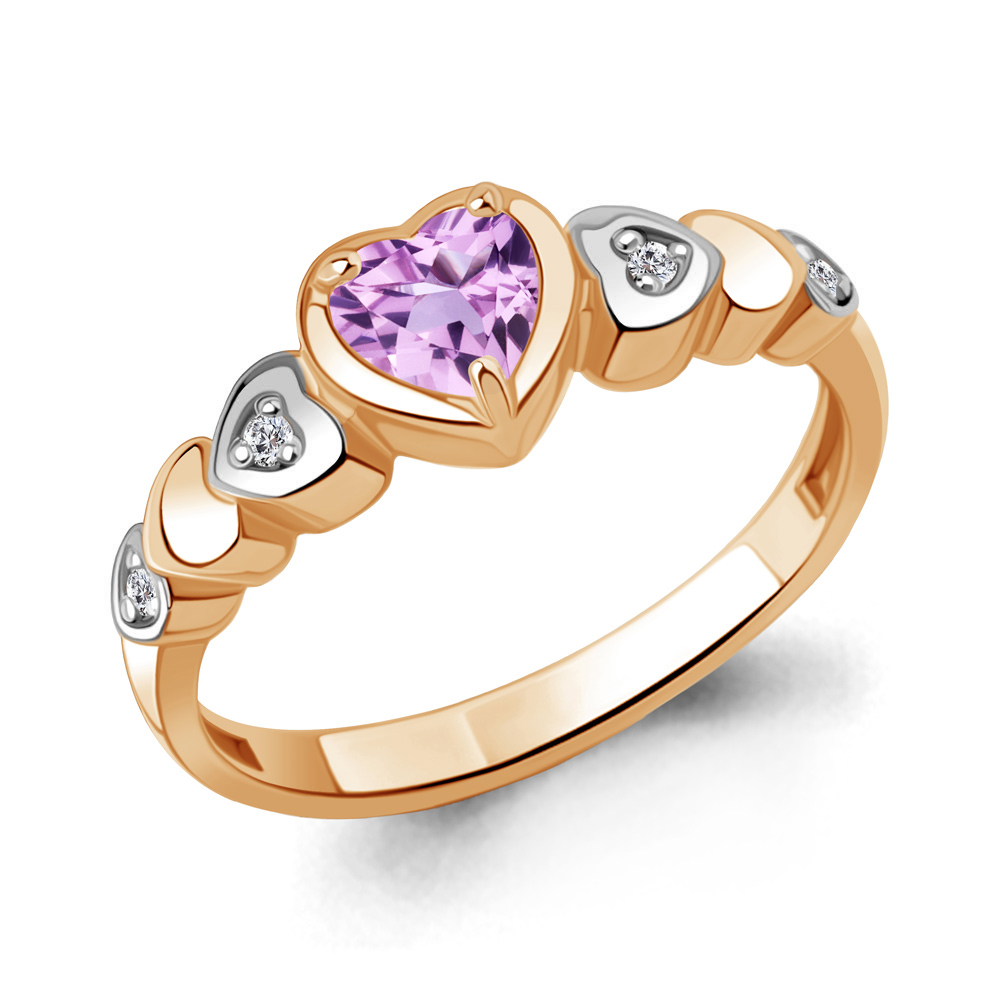 60047604 Кольцо из Золота с аметистом, фианитами