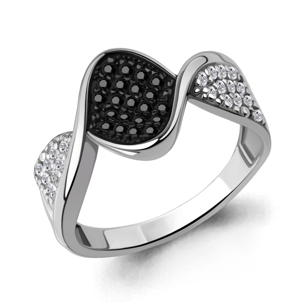 600507АЧ Кольцо из Серебра с нанокристаллами, фианитами