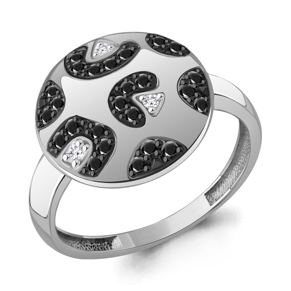 600535АЧ Кольцо из Серебра с нанокристаллами, фианитами