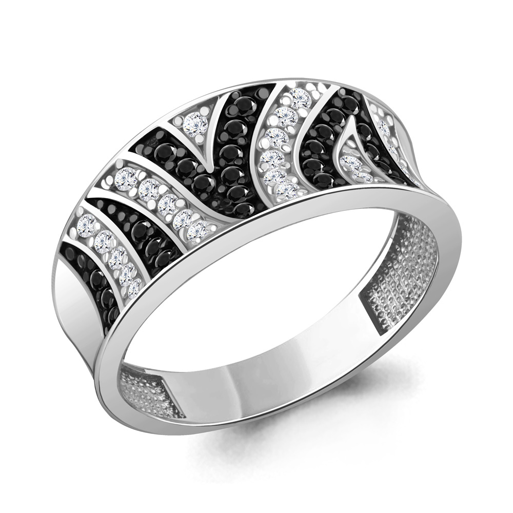 600546АЧ Кольцо из Серебра с нанокристаллами, фианитами