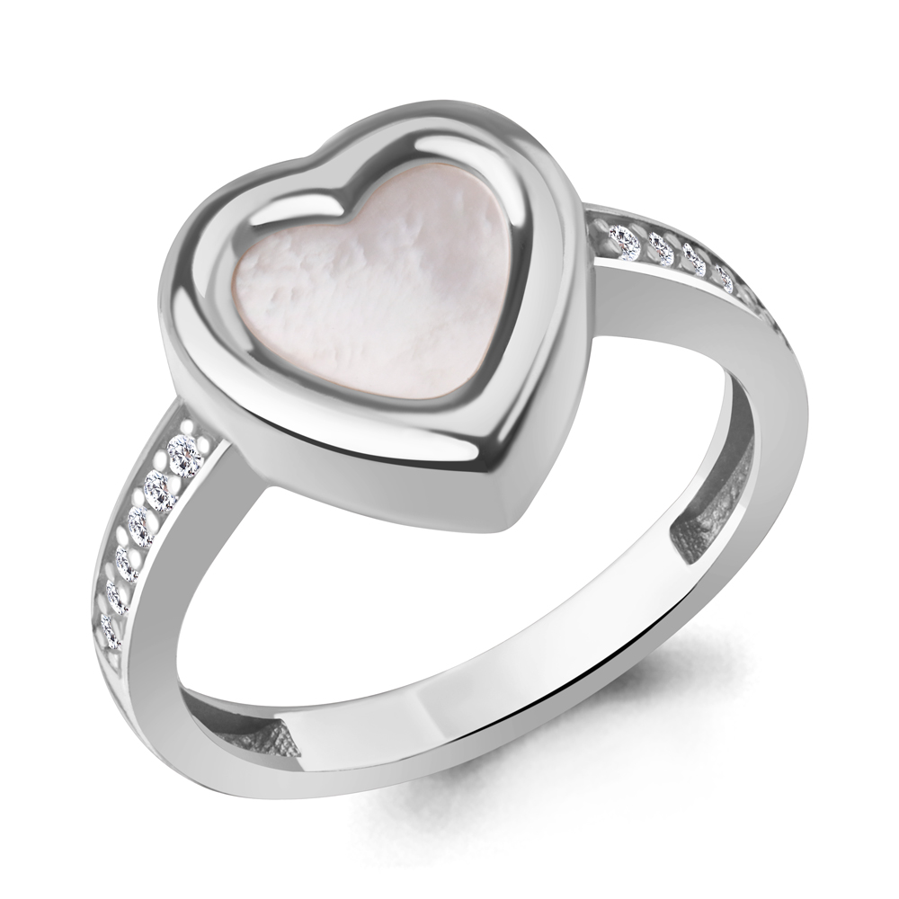 600581А Кольцо из Серебра с поделочным камнем, фианитами