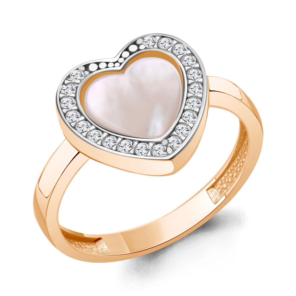 600583А Кольцо из Золота с поделочным камнем, фианитами