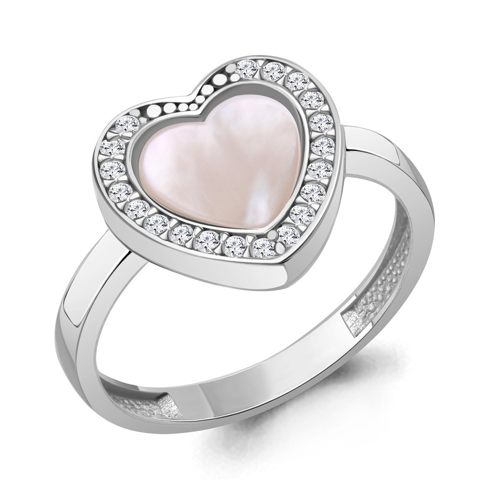 600583А Кольцо из Серебра с поделочным камнем, фианитами